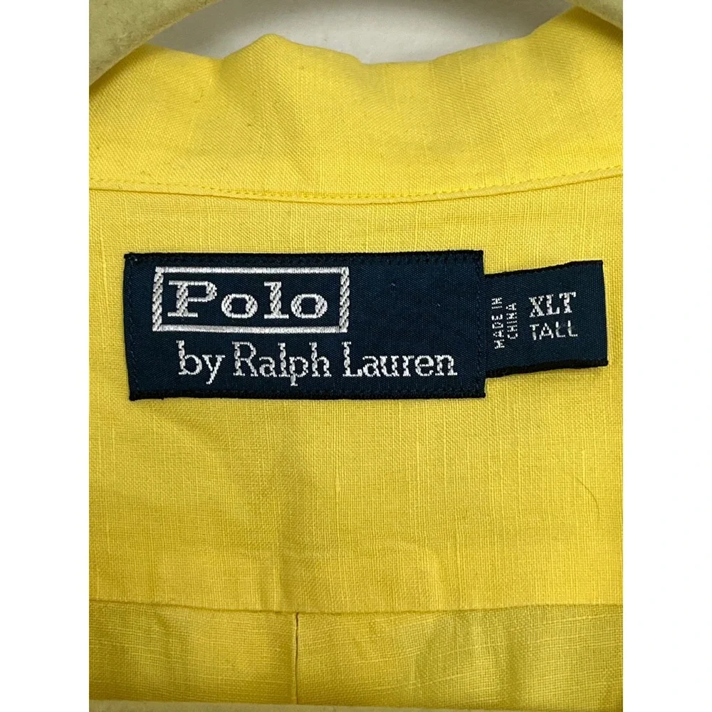 Polo Ralph Lauren Coastal Button Down Shirt Mens XLT Yellow Linen Silk Blend